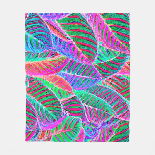 Levendig bladpatroon ontwerp fleece deken (Voorkant)
