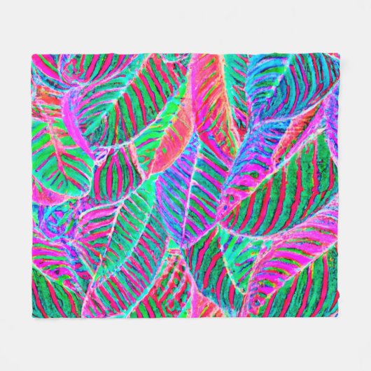 Levendig bladpatroon ontwerp fleece deken (Voorkant (Horizontaal))