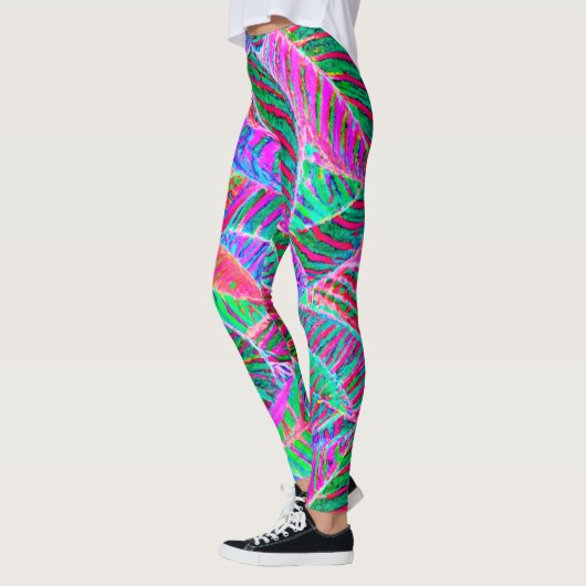 Levendig bladpatroon ontwerp leggings (Links)