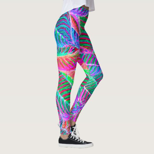 Levendig bladpatroon ontwerp leggings (Rechts)