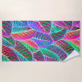 Levendig bladpatroon ontwerp strandlaken (Voorkant)