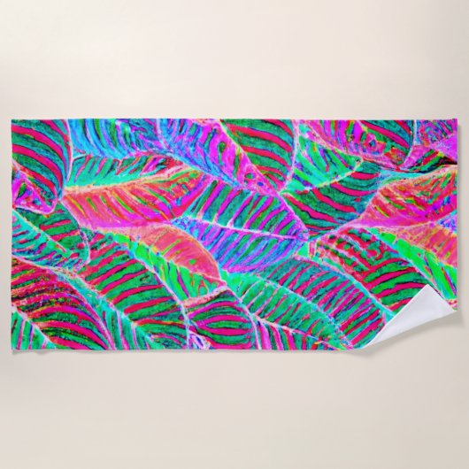 Levendig bladpatroon ontwerp strandlaken (Voorkant)