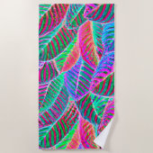 Levendig bladpatroon ontwerp strandlaken (Voorkant)