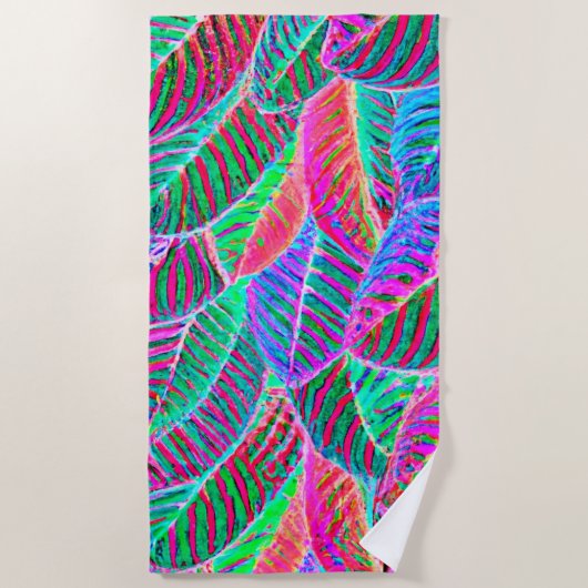 Levendig bladpatroon ontwerp strandlaken (Voorkant)