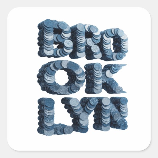 Levendig Blauw BROOKLYN Vinyl Stijl Vierkante Sticker (Voorkant)