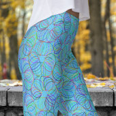 Levendig Blauw Cyclisch Chaos Patroon Leggings