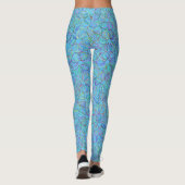 Levendig Blauw Cyclisch Chaos Patroon Leggings (Achterkant)