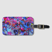 Levendig blauw en Hot Pink Marble Swirl Bagagelabe Bagagelabel (Voorkant (horizontaal))
