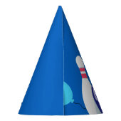 Levendig blauw en rood bowlen 6e verjaardag feesthoedjes (Achterkant)