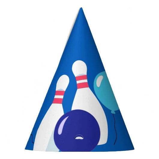 Levendig blauw en rood bowlen 6e verjaardag feesthoedjes (Links)