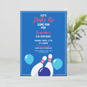 Levendig blauw en rood bowlen 6e verjaardag kaart (Staand voorkant)