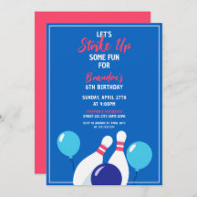 Levendig blauw en rood bowlen 6e verjaardag