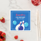 Levendig blauw en rood bowlen 6e verjaardag servet (Insitu)