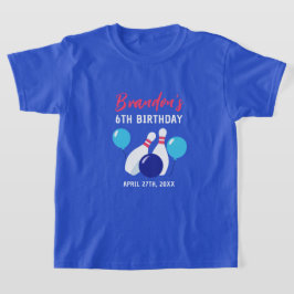 Levendig blauw en rood bowlen 6e verjaardag t-shirt