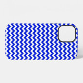 Levendig blauw en wit zigzag iPhone hoesje (Achterkant horizontaal)