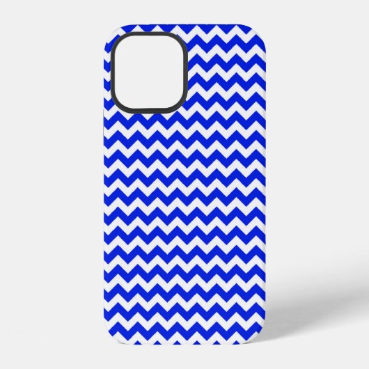 Levendig blauw en wit zigzag iPhone hoesje (Achterkant)