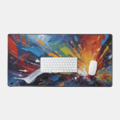 Levendig Blauw Geel Abstracte Explosie Olie Bureaumat (Keyboard & Muis)