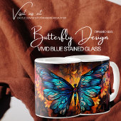 Levendig blauw Glas in lood vlinderontwerp Koffiemok