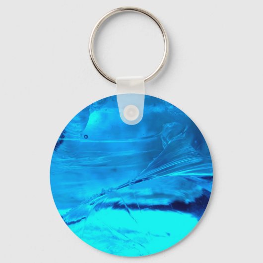 Levendig blauw glazen kristal sleutelhanger (Voorkant)