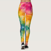 Levendig Blauw Gouden Waterverf Design Leggings (Achterkant)