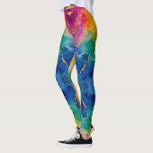 Levendig Blauw Gouden Waterverf Design Leggings (Links)