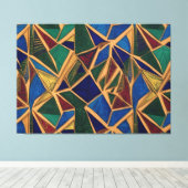 Levendig blauw, groen en rood geometrisch patroon canvas afdruk (Insitu (Houten vloer))