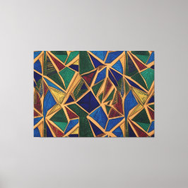 Levendig blauw, groen en rood geometrisch patroon canvas afdruk