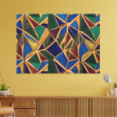 Levendig blauw, groen en rood geometrisch patroon canvas afdruk (Insitu (Woonkamer))