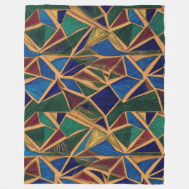 Levendig blauw, groen en rood geometrisch patroon fleece deken