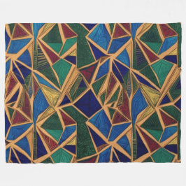 Levendig blauw, groen en rood geometrisch patroon fleece deken