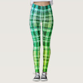 Levendig Blauw Groen Geruit Gradiëntpatroon Leggings (Voorkant)