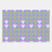 Levendig blauw groen paars hartenpatroon inpakpapier vel (Voorkant 3)