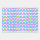 Levendig blauw groen paars hartenpatroon inpakpapier vel (Voorkant)