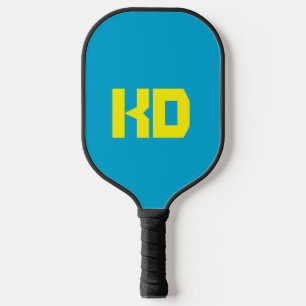 Levendig Blauw Kleur Geel Monogram Pickleball Paddle