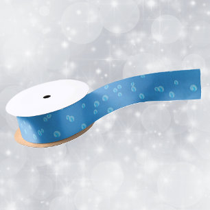 levendig blauw met waterbellen satijnen lint