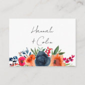 Levendig Blauw Oranje Rood Botanisch Web QR RSVP Informatiekaartje (Achterkant)