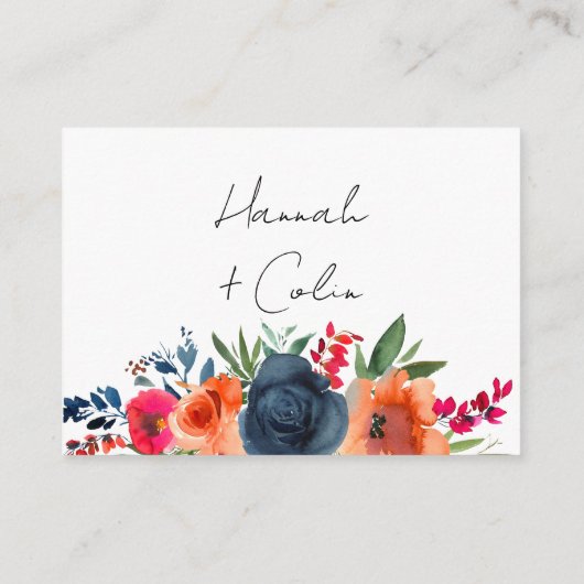 Levendig Blauw Oranje Rood Botanisch Web QR RSVP Informatiekaartje (Achterkant)