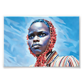 Levendig blauw portret foto afdruk