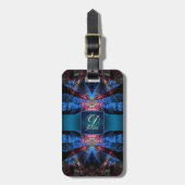 Levendig Blauw Roze Fractal Laser Custom Name Trav Bagagelabel (Voorkant verticaal)