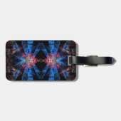 Levendig Blauw Roze Fractal Laser Custom Name Trav Bagagelabel (Achterkant horizontaal)