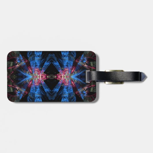 Levendig Blauw Roze Fractal Laser Custom Name Trav Bagagelabel (Achterkant horizontaal)