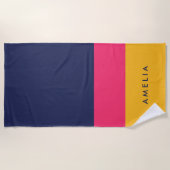 Levendig blauw roze geel kleurenblok strandlaken (Voorkant)