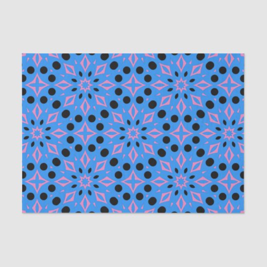 Levendig blauw roze & zwart geometrisch patroon tissuepapier (Voorkant)