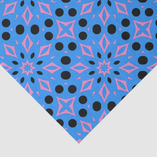 Levendig blauw roze & zwart geometrisch patroon tissuepapier (Detail)