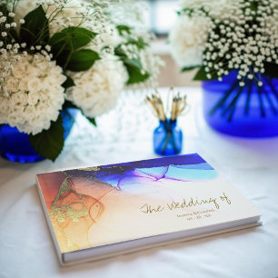 Levendig blauw Sinaasappel bruiloft Gastenboek
