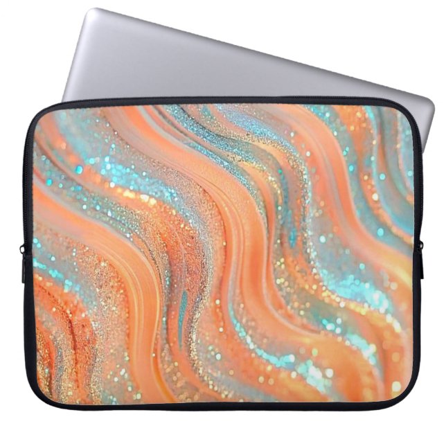 Levendig Blauw & Sinaasappel Galaxy Design Laptopt Laptop Sleeve (Voorkant)