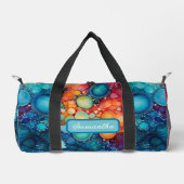 Levendig blauw Sinaasappel Roze Alcohol Ink Splatt Plunjezak (Voorkant)