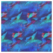 Levendig blauw tropisch visweefsel stof (Close Up)