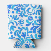 Levendig Blauw-Wit Waterverf Botanisch Blikjeskoeler (Achterkant)