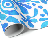 Levendig Blauw-Wit Waterverf Botanisch Cadeaupapier (Rol Hoek)